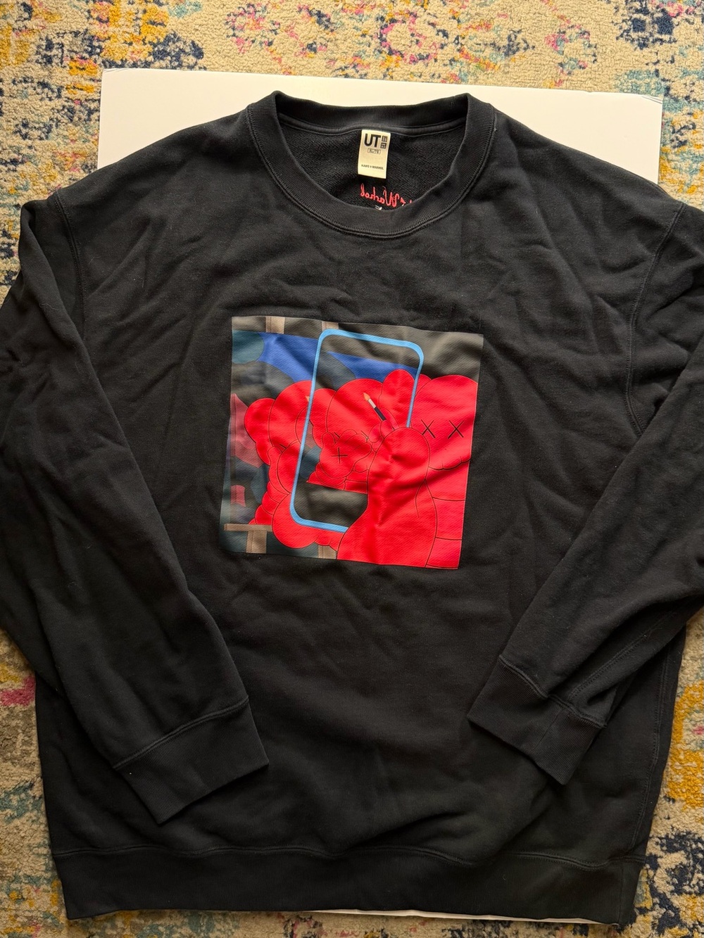 UNIQLO & KAWS & WARHOL UT Men’s Black Graphic Sweatshirt with Red Artwork